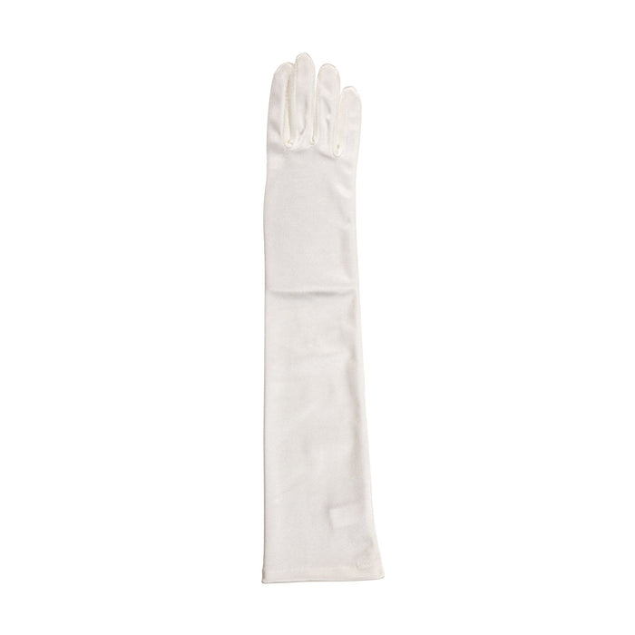 Women's long above-elbow satin gloves in ivory -  single glove