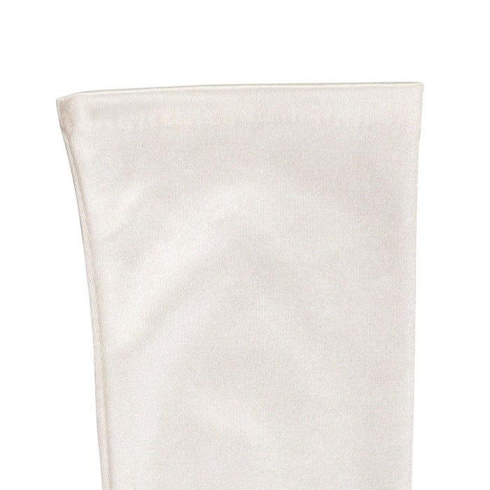 Women's long above-elbow satin gloves in ivory - cuff