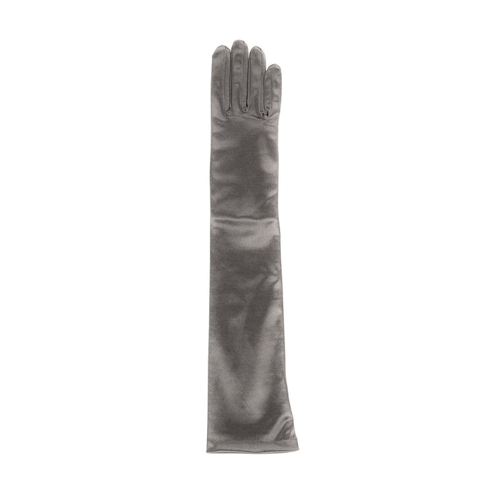 Women's long above-elbow satin gloves in pewter - single glove