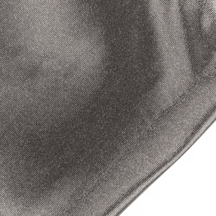 Women's long above-elbow satin gloves in pewter - close up of the end of the cuff