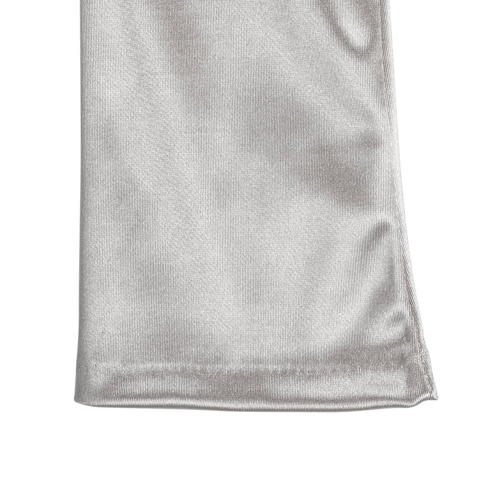 Women's long above-elbow satin gloves in silver grey - cuff