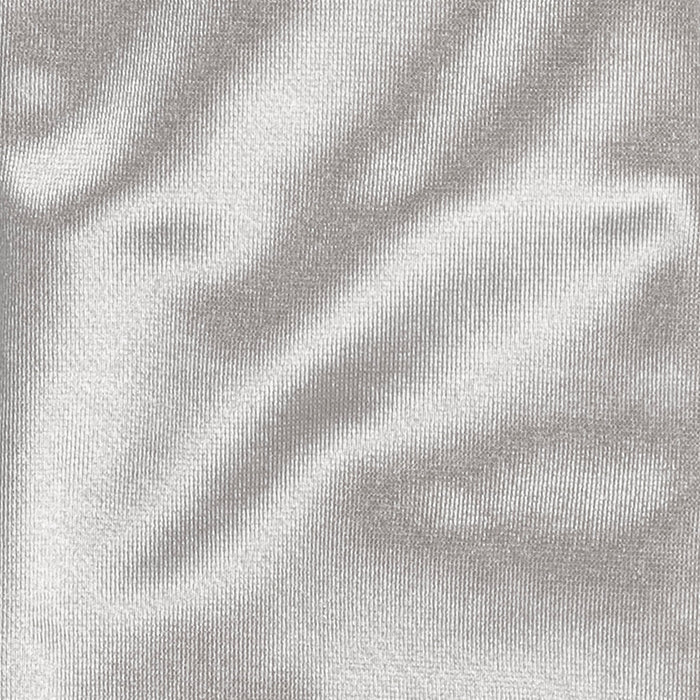 Women's long above-elbow satin gloves in silver grey - close up of the fabric