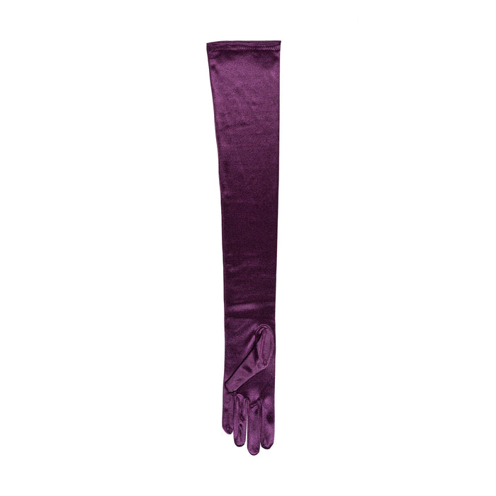 Women's long opera satin gloves in amethyst single glove