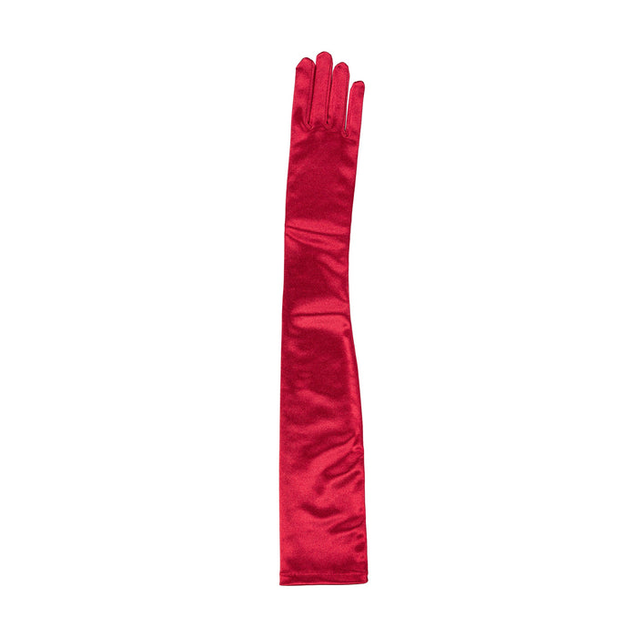 Women's long opera satin gloves in berry - single glove