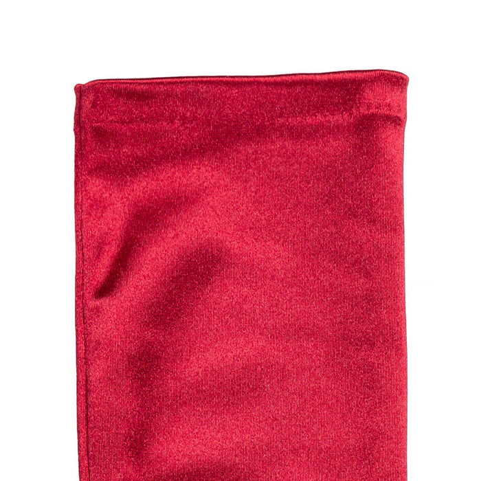 Women's long opera satin gloves in berry - cuff