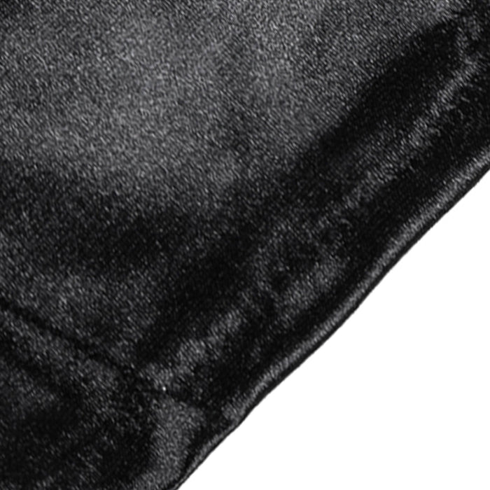 Women's long opera satin gloves in black - close up of the cuff end