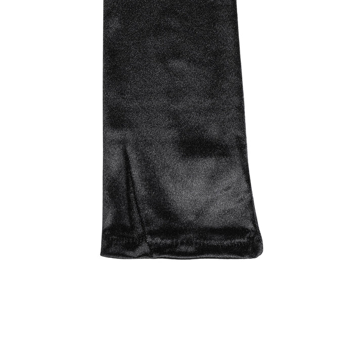 Women's long opera satin gloves in black - close up of the cuff
