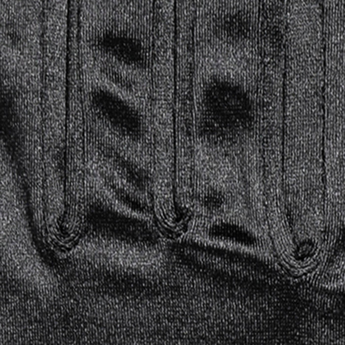 Women's long opera satin gloves in black - stitching in between fingers