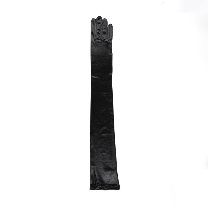 Women's long opera satin gloves in black - single glove