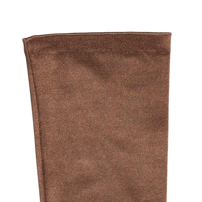 Women's long opera satin gloves in bronze - cuff