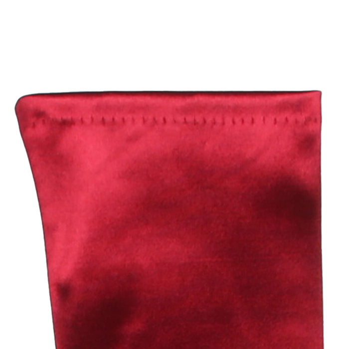 Women's Long Opera Satin Gloves in Burgundy left cuff