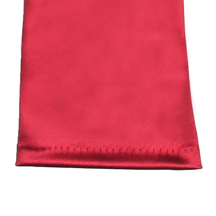 Women's Long Opera Satin Gloves in Burgundy right cuff