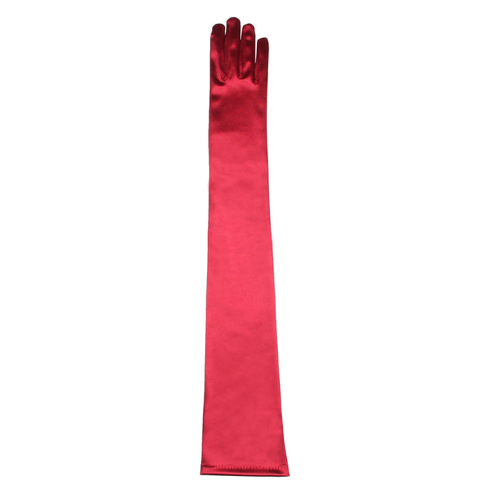 Women's Long Opera Satin Gloves in Burgundy right