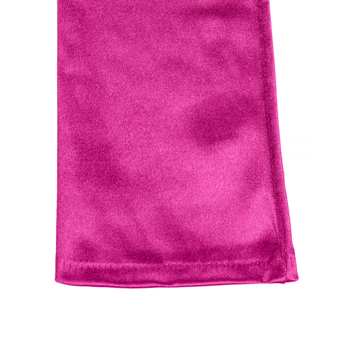 Women's long opera satin gloves in fuchsia - close up of the cuff