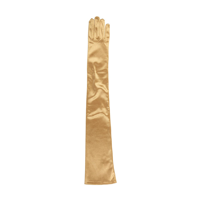 Women's long opera satin gloves in gold - single glove