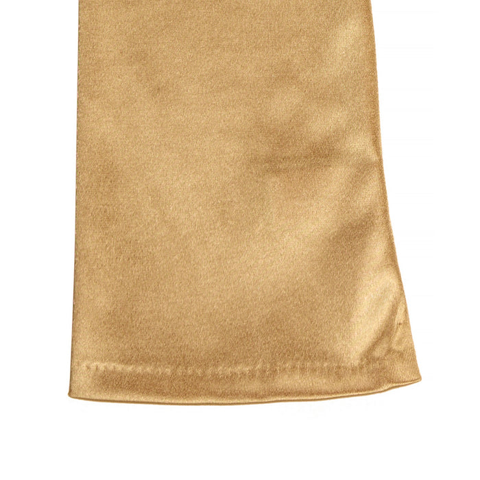 Women's long opera satin gloves in gold - cuff