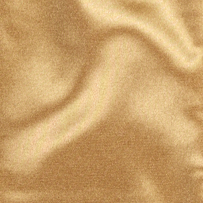 Women's long opera satin gloves in gold - close of the satin material