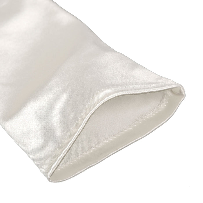 Women's long opera satin gloves in ivory - open cuff