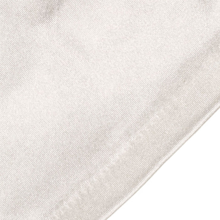 Women's long opera satin gloves in ivory close up of the cuff end