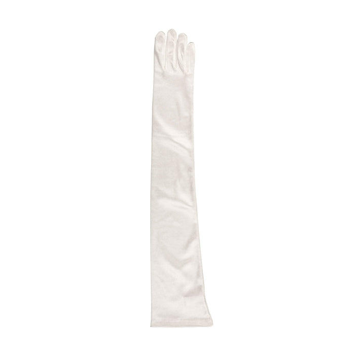 Women's long opera satin gloves in ivory - single glove