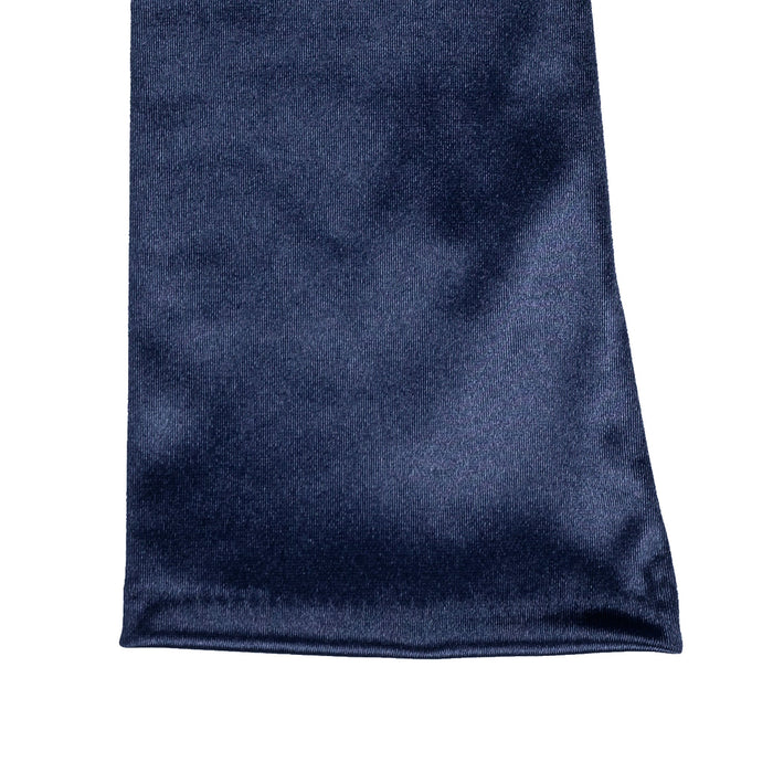 Women's long opera satin gloves in navy - cuff