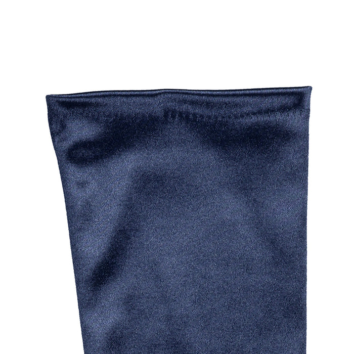 Women's long opera satin gloves in navy cuff