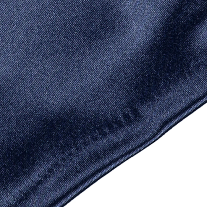 Women's long opera satin gloves in navy - end of the cuff