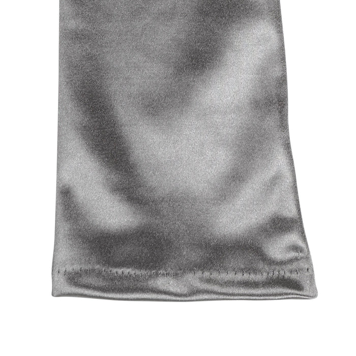 Women's long opera satin gloves in pewter cuff