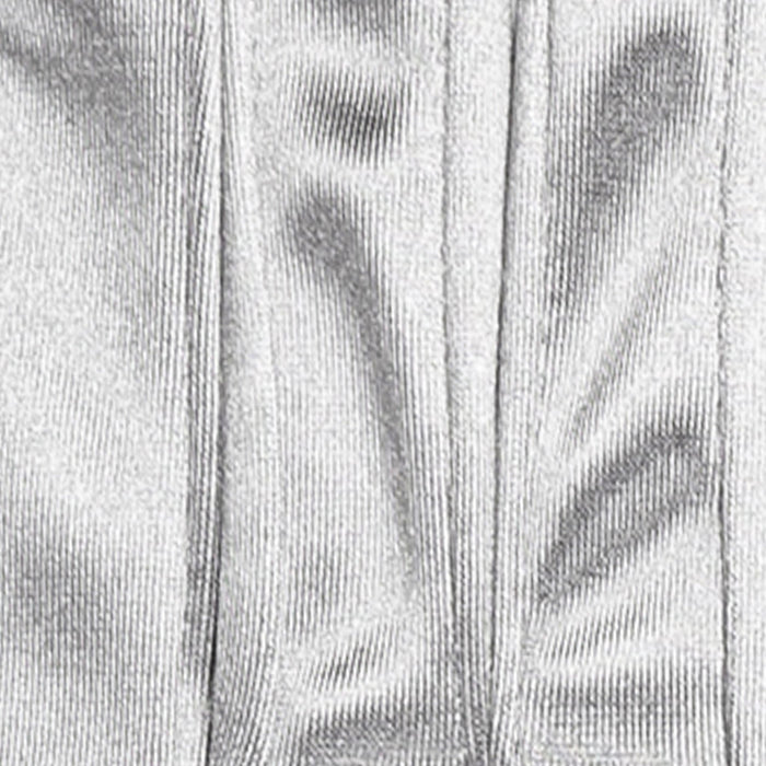 Women's long opera satin gloves in silver grey - stitching between fingers