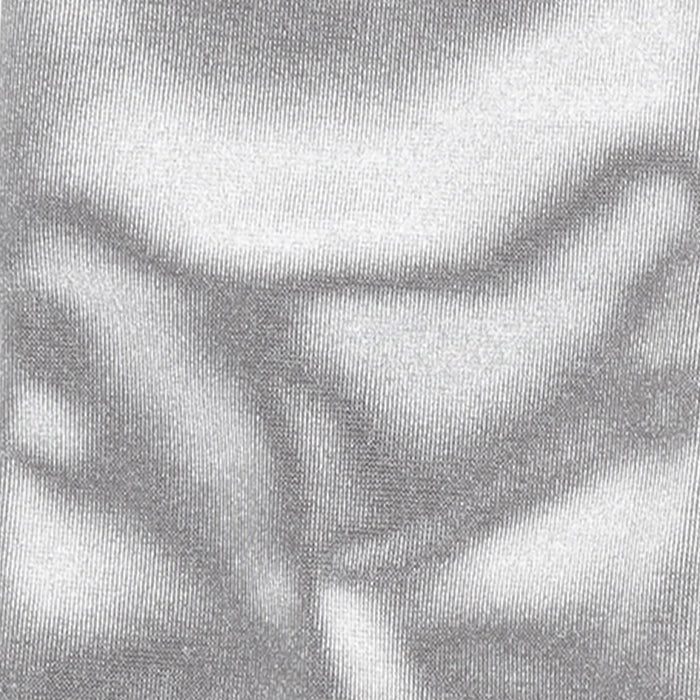 Women's long opera satin gloves in silver grey - close up of the satin 