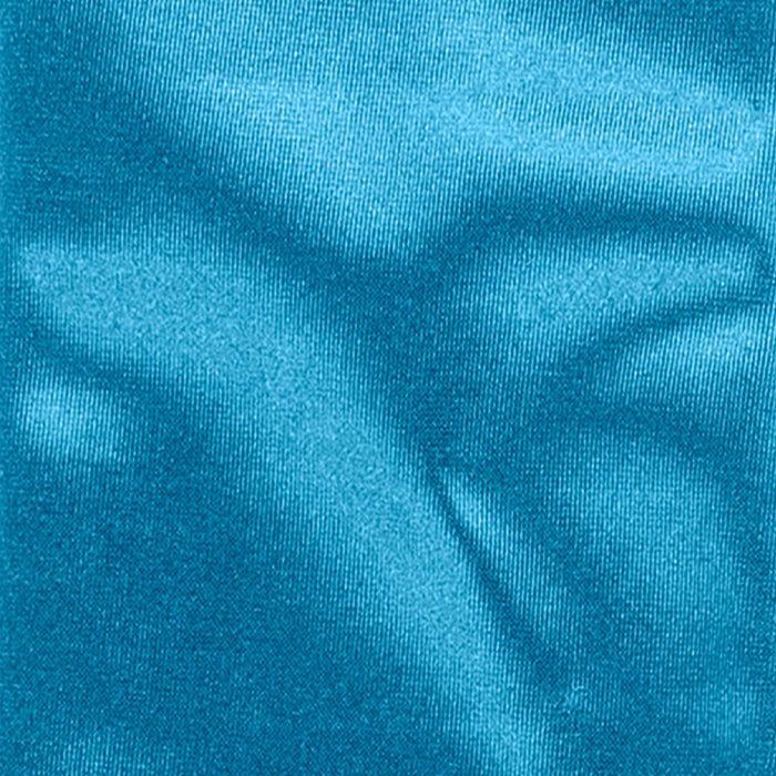 Women's long opera satin gloves in teal - close up of the material 