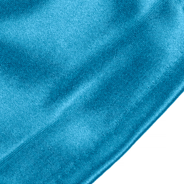 Women's long opera satin gloves in teal - end of the cuff