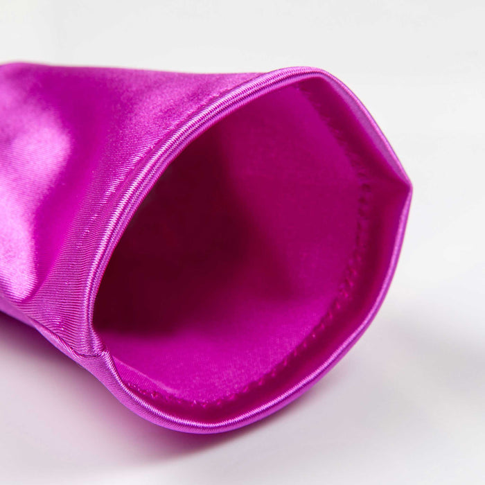 Women's Long Satin Gloves in Violet open cuff