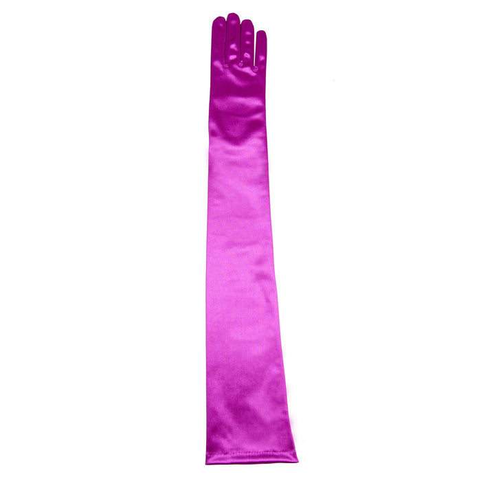 Women's Long Satin Gloves in Violet  right