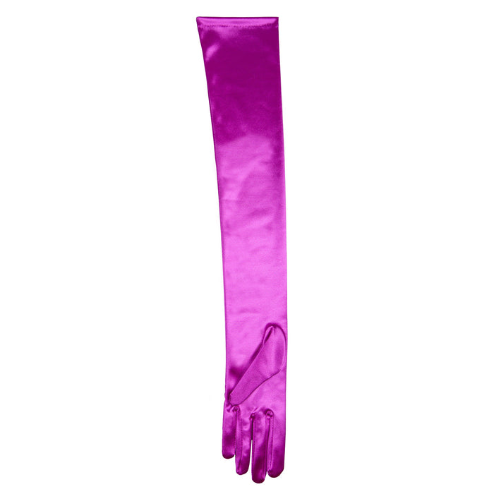 Women's Long Satin Gloves in Violet  left
