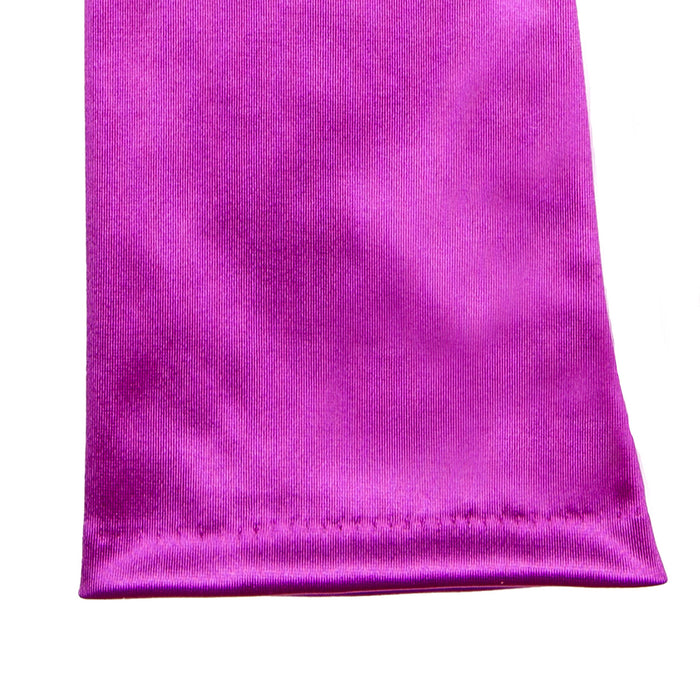 Women's Long Satin Gloves in Violet  right cuff