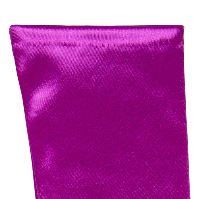 Women's Long Satin Gloves in Violet  left cuff