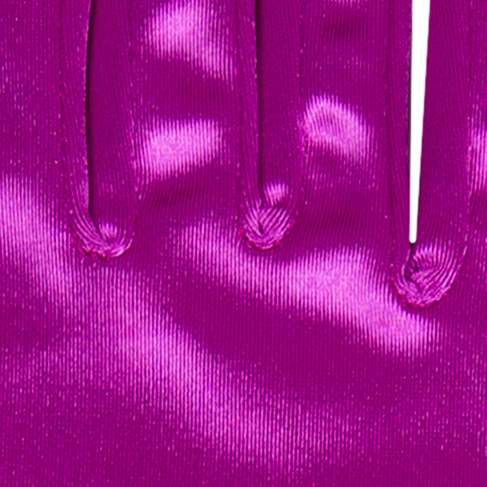 Women's Long Satin Gloves in Violet  fingers