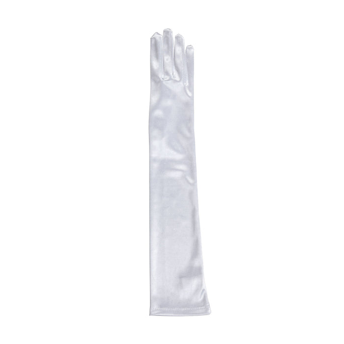 Women's long opera satin gloves in white - single glove