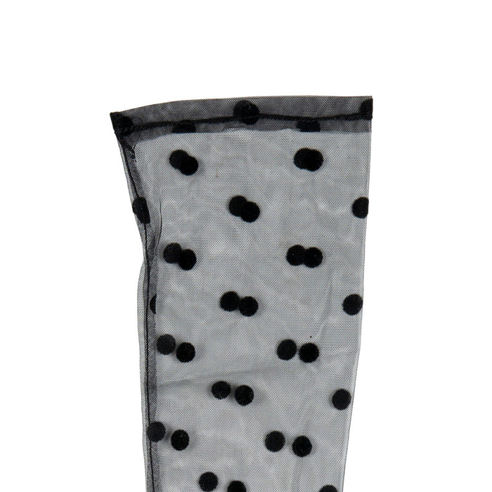 Women's Long Opera Spotted tulle gloves in black left cuff