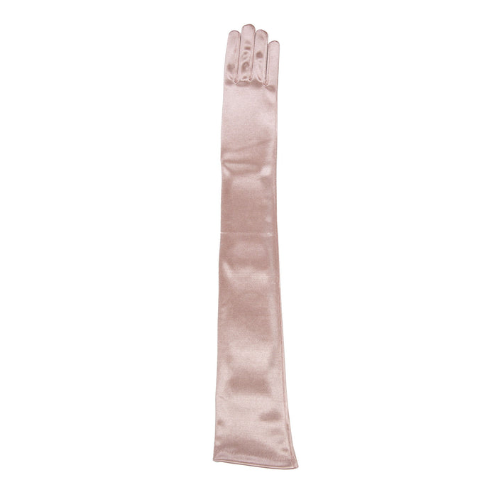 Women's long satin opera gloves in rose - single glove 