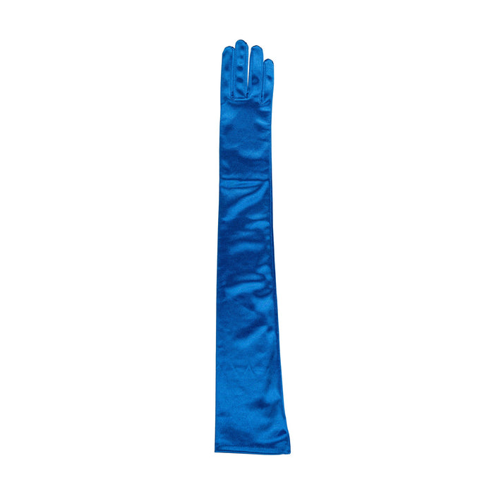 Women's long opera satin gloves in teal - single glove