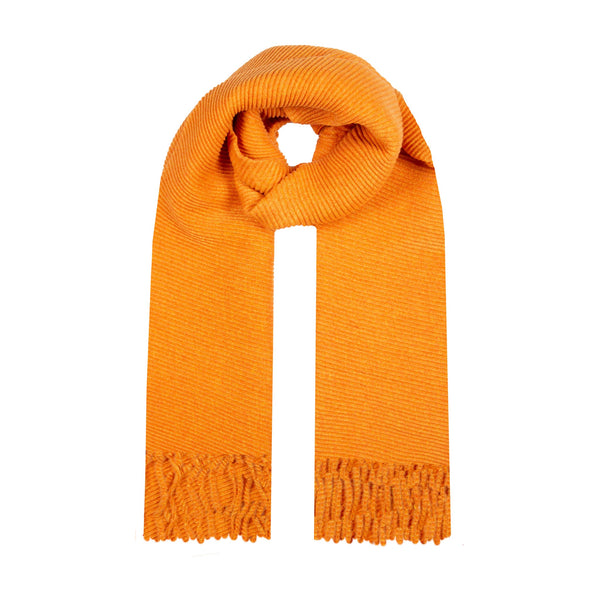 womens burnt orange pleated scarf