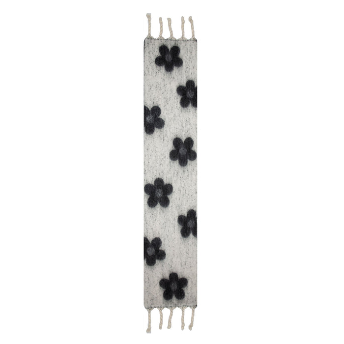 Women's Black Reversible Floral Blanket Scarf with Tassels Length