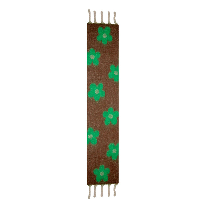 Women's Emerald Reversible Floral Blanket Scarf with Tassels Length Reverse
