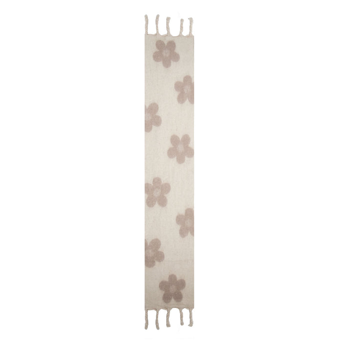 Women's Natural Reversible Floral Blanket Scarf with Tassels Length