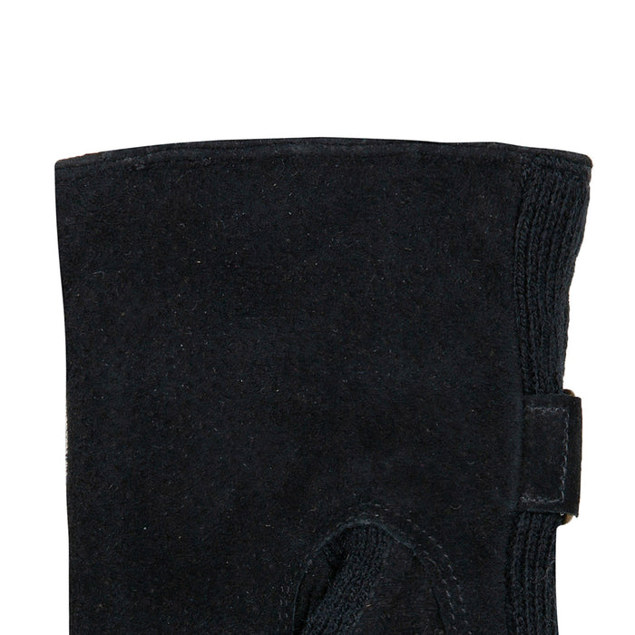 Women's fleece-lined suede gloves in black left cuff