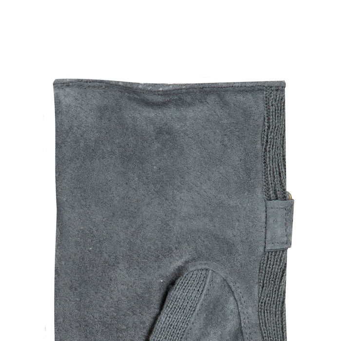 Women's fleece-lined suede gloves in charcoal left cuff
