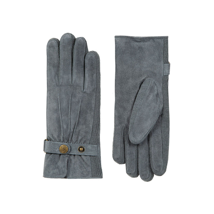Women's fleece-lined suede gloves in charcoal side
