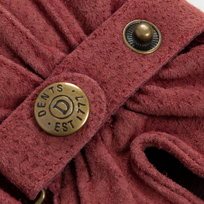 Women's fleece-lined suede gloves in claret stud